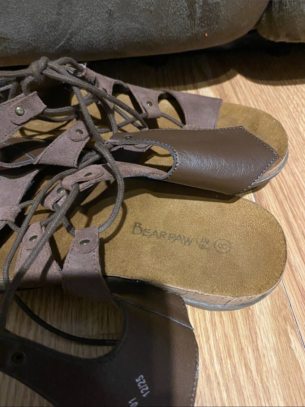 BearPaw Women's Brown Lace-Up Gladiator Sandals